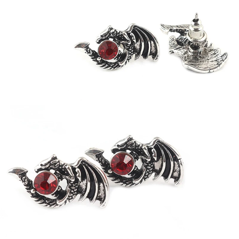 Dragon Stud Earrings alloy Punk Earrings for Men Stone Men