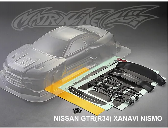 1/10 On-Road Nissann GTR34 R34 прозрачный корпус оболочки для HSP Tamiya HPI Kyosho 3Racing на дорожном