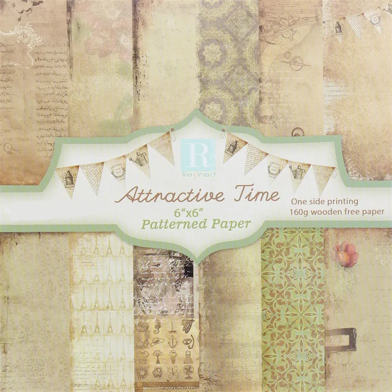 

KSCRAFT 12pcs 6" Single-side Printed Attractive Time pattern creative papercraft art paper handmade scrapbooking kit set books