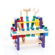 Montessori Baby Pretend Toys Children Wooden Toys Educational Wooden Tool Project Workbench Multifunctional Nut Combination Toy kids screw wood educational toys wooden toy baby gift children assemble puzzle removable nut combination dismounting tool