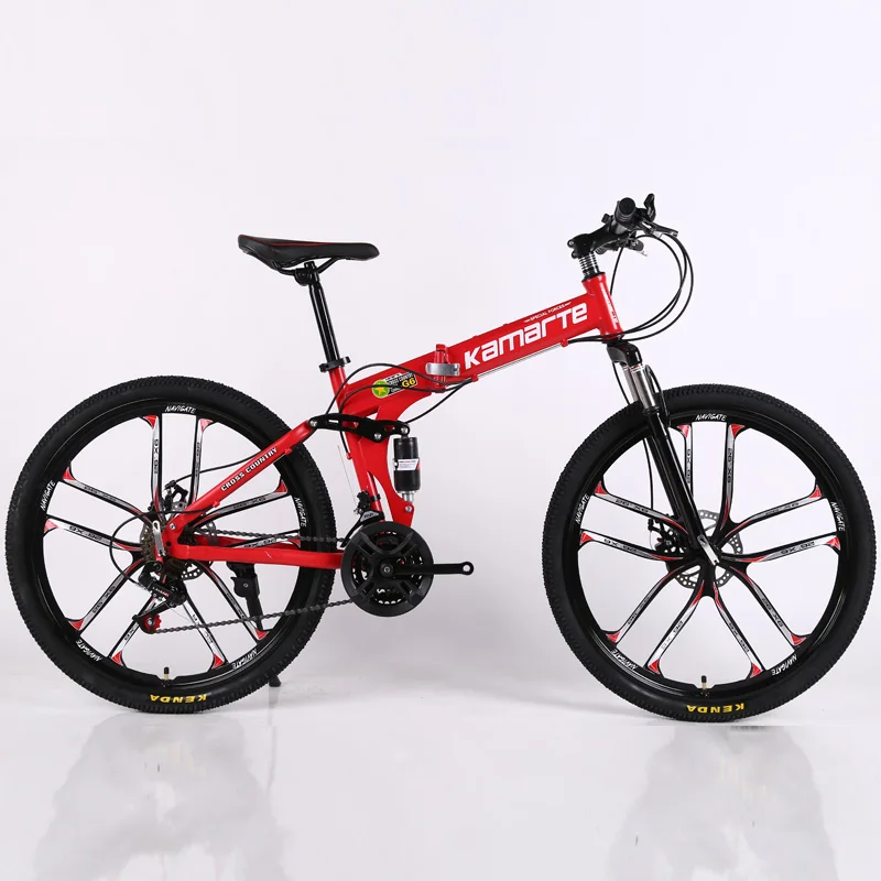 Sale 24 and 26inch folding mountain bike 10 knife wheel folding mountain bicycle 21 speed Two-disc brake bicycle 4