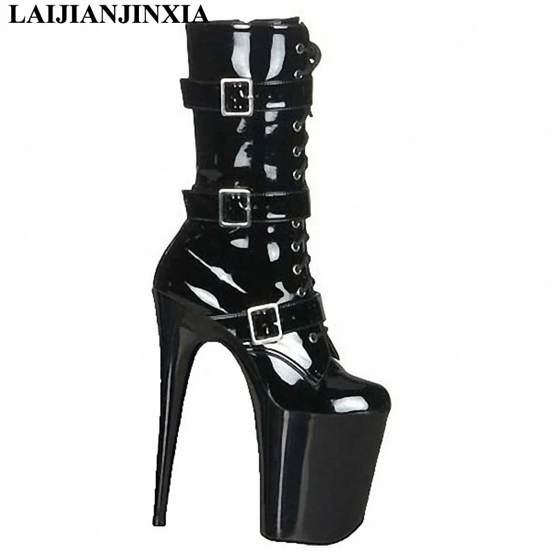 

LAIJIANJINXIA New Buckle Sexy 20cm Ultra High-Heels Platform Shoes Night Party Pole Dancing Shoes Ankle Boots Dance Shoes