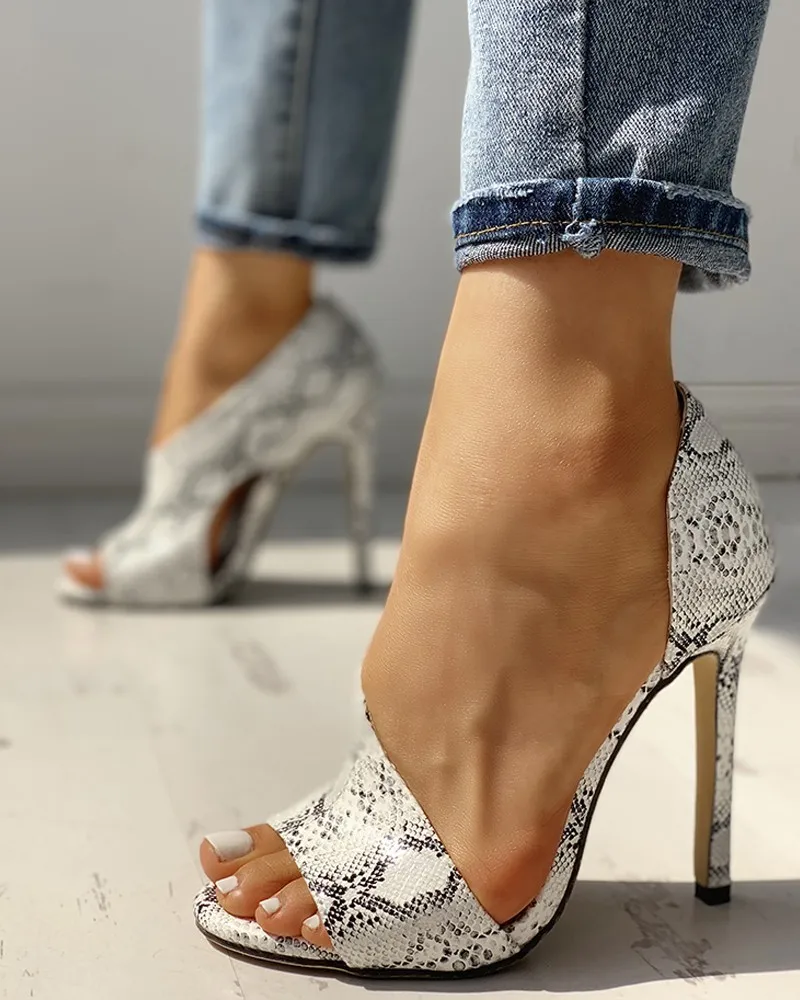 Новые женские летние леопардовые сандалии модные однотонные повседневные туфли-лодочки с открытым носком на очень высоком каблуке