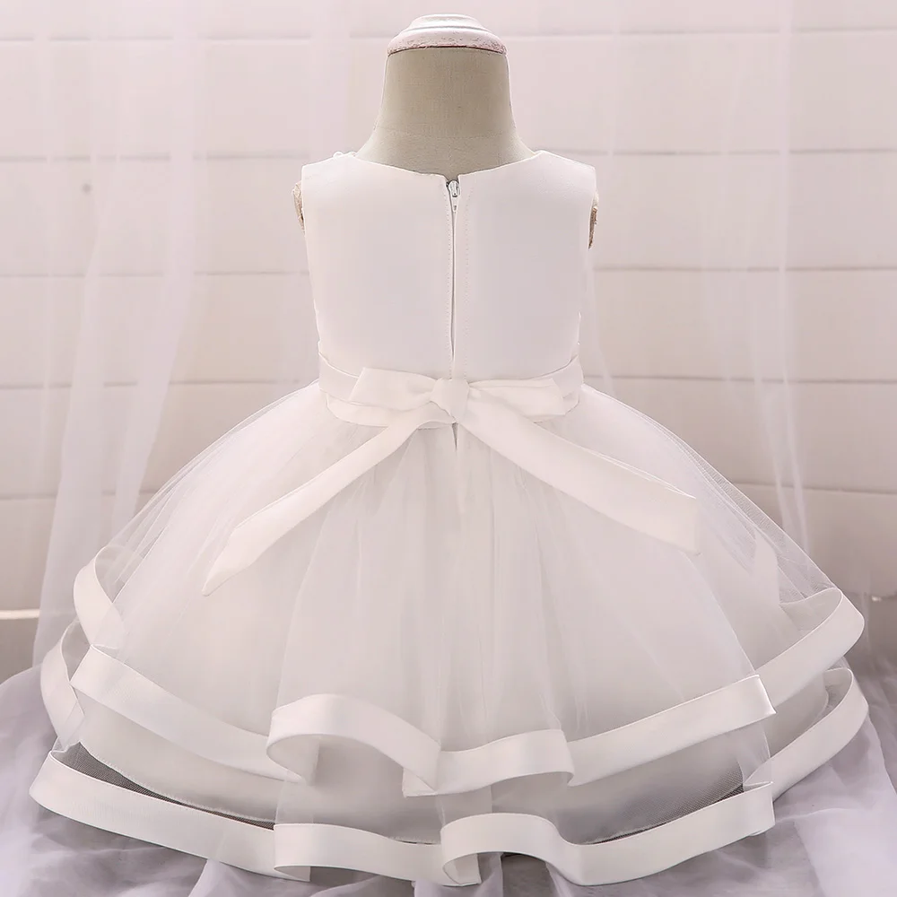 Зимнее платье для девочек с длинными рукавами; белое платье для крещения одежда для дня рождения для маленьких девочек 1 год кружевное бальное платье на крестины для маленьких девочек