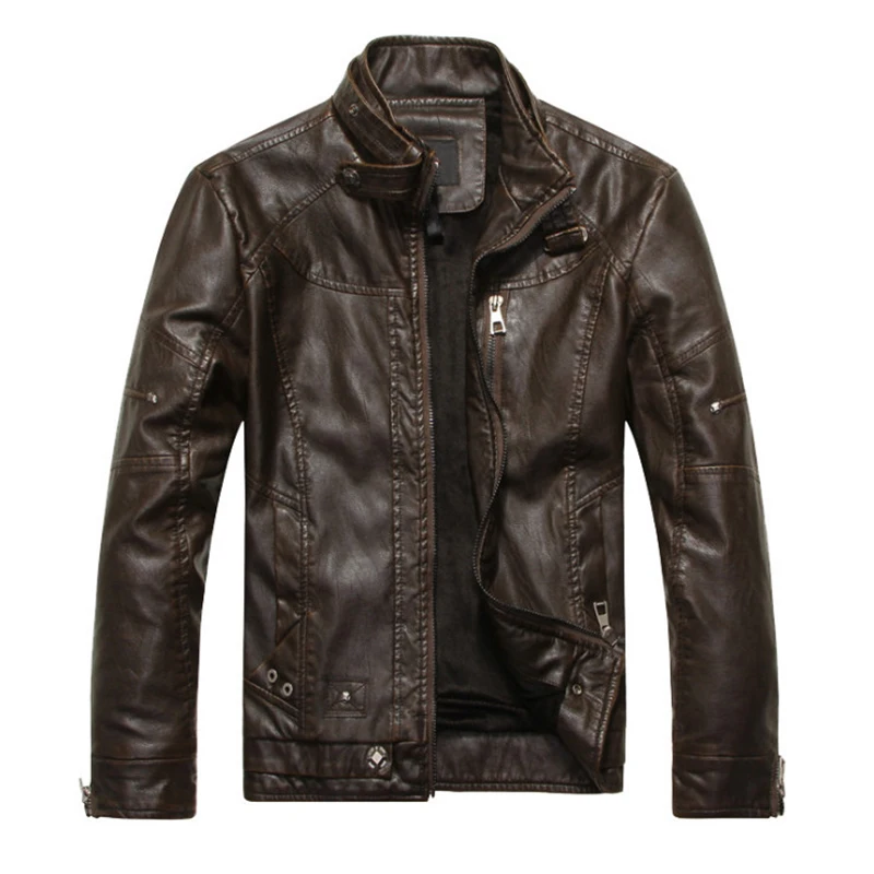 Dropshipping Men's Leather Jacket Autumn Winter Fleece Zippers Motorcycle Leather Jackets Male PU Coats Jaqueta Couro Masculina Dropshipping Men's Leather Jacket Autumn Winter Fleece Zippers Motorcycle Leather Jackets Male PU Coats Jaqueta Couro Masculina