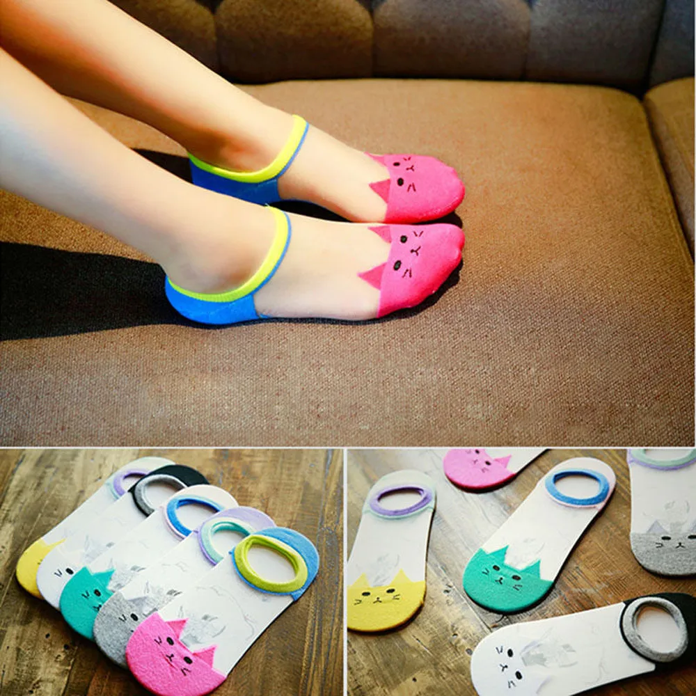 

Dropship ISHOWTIENDA 1 Pairs Fashion Women Casual Ankle High Low Cut Invisible Cotton Socks NEW 2019 calcetines 50 Meias