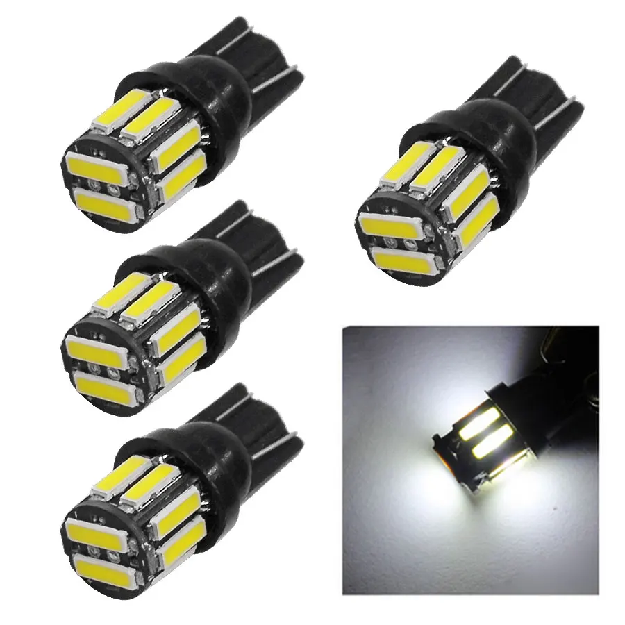 

4Pcs T10 W5W 194 168 7020 10SMD White 6000K Car LED Wedge Replacement Reverse Instrument Panel Lamp Bulbs For Clearance Lights
