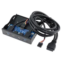 High Quality Floppy Disk USB 3.0 20 Pin 2 Ports Front Panel Bay Hub Bracket With Cable 1PC Free shipping