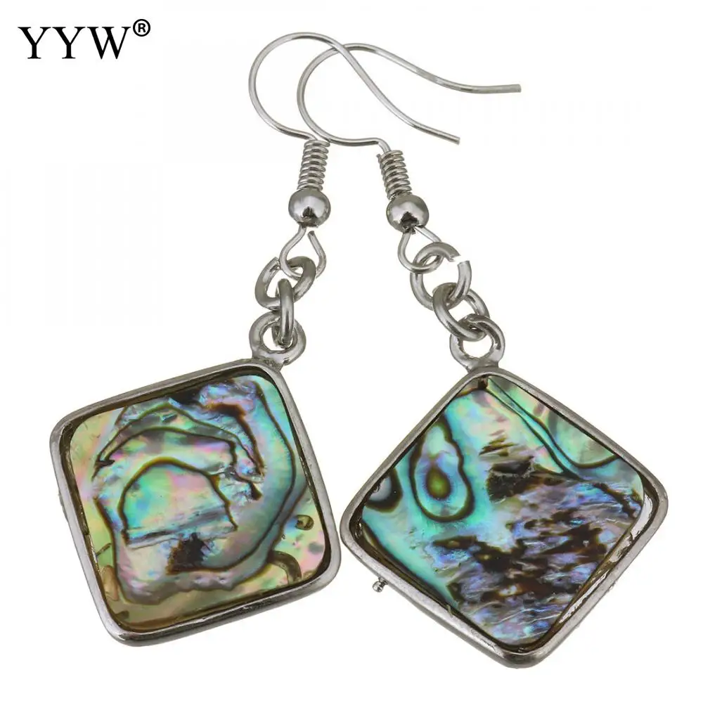 

Vintage Rhombus Shell Earrings with Abalone Shell Big Statement Long Drop Dangle Earrings for Women Jewelry Friendship Gifts