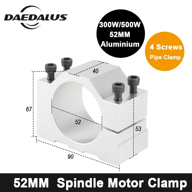 

500W/300W Spindle Clamp 52mm Diameter Cast Aluminium Clamps For Woodworking 52 Mm Mounts Bracket With 4 Screws Of Spindle Motor