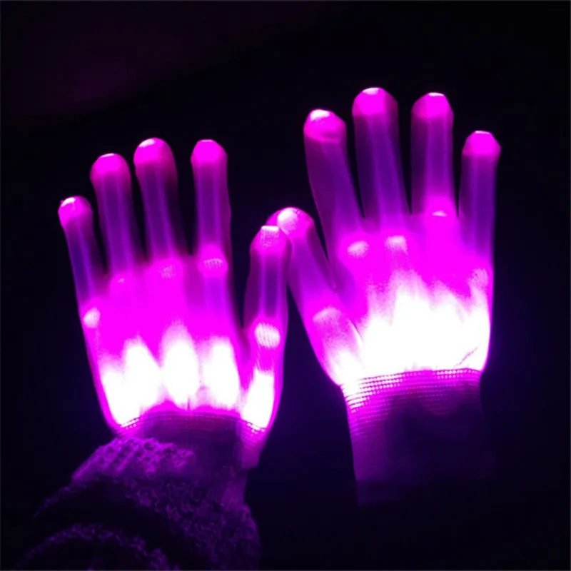 Светодиодные перчатки мигает палец светящиеся перчатки на Рождество танцы KTV бар вечерние Fun Dropshipping файл CSV принять - Цвет: Фуксия