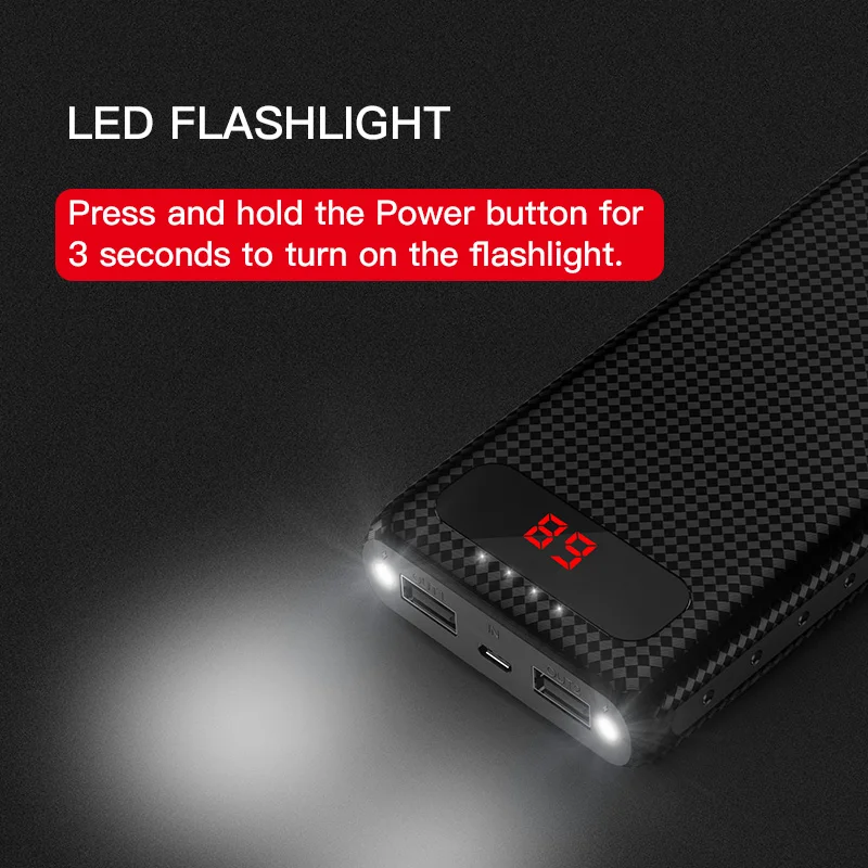 HOCO 20000 mAh 18650 2USB Power Bank with LCD Display Screen Portable External Battery Mobile Phone Charger 10000mAh Power Bank