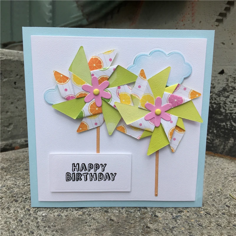

DiyArts 3D Windmill Flower Spinner DIY Scrapbook Card Assembled Pinwheel Fan Party Embossing Folder Stencils Template Die Cut
