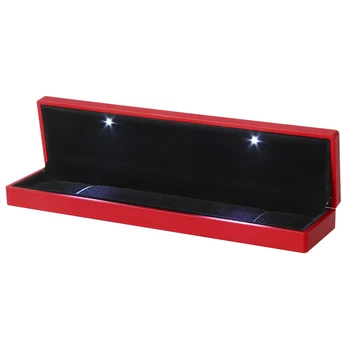 

LED Lighted Jewelry Gift Box Lighting Rectangle Necklace Box Holder Case with Light for Jewelry Display (Red)