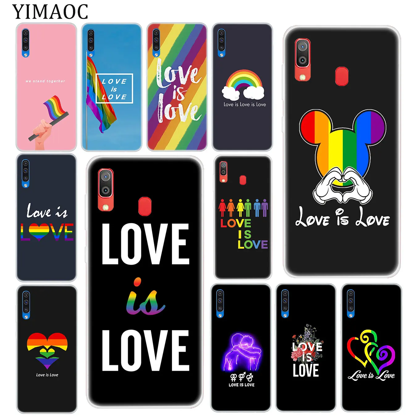 Мягкий силиконовый чехол YIMAOC Love Is LGBT Rainbow Heart для Samsung Galaxy A70 A60 A50 A40 A30 A20 A10 M10 M20 M30