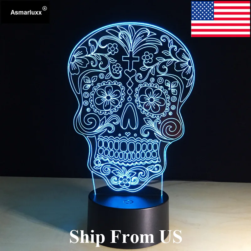 Asmarluxx skull 3d led lamp0001