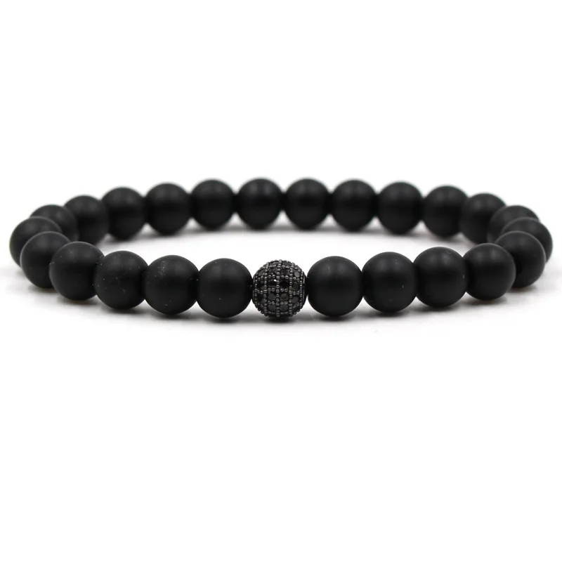 Модный мужской натуральный браслет из натурального камня homme micro pave шарик
