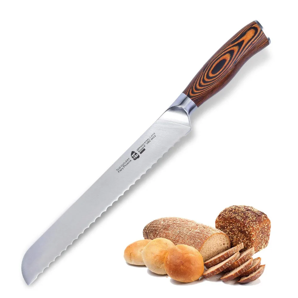 

TUO Cutlery Bread knife - German 1.4116 High Carbon Stainless Steel - Kitchen Knife with Ergonomic Pakkawood Handle - 9"