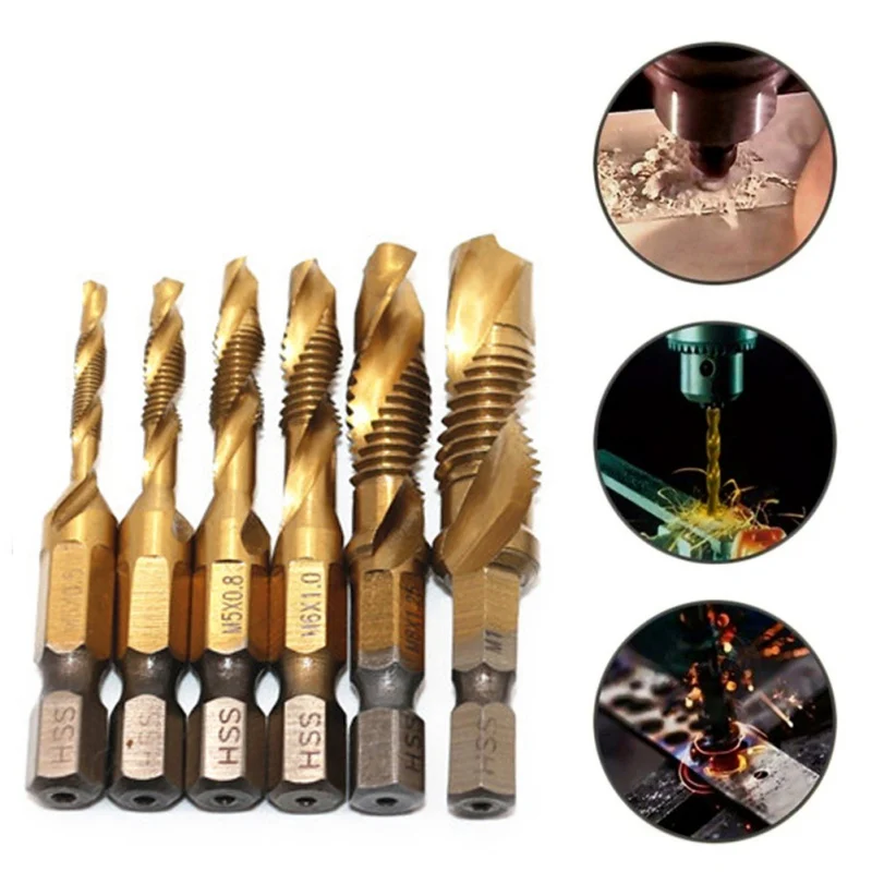 

Hand Tap Drill Set Hex Shank HSS Screw Spiral Point Thread Metric Plug Drill Bits M3 M4 M5 M6 M8 M10 Hand Tool