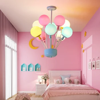 

Children's Room Chandelier Lighting Warm Romantic Bedroom Dining Room Color Glass Chandeliers Modern Creative Led Foyer Lighting