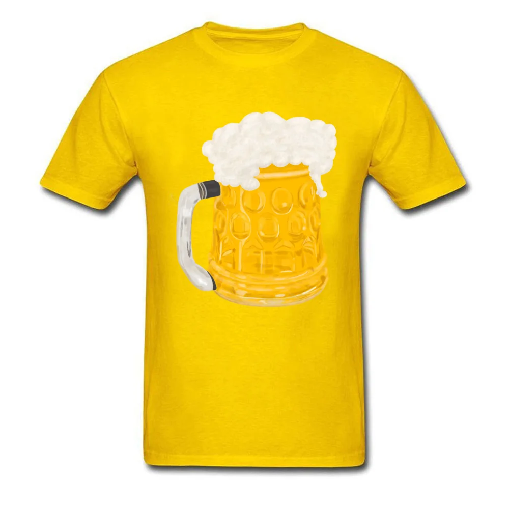  Man Top T-shirts Glass of Beer Birthday Tops Shirt Cotton Round Collar Short Sleeve Design T Shirt Summer Autumn Glass of Beer yellow