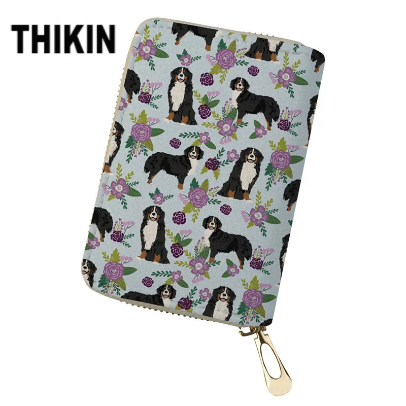 

THIKIN Bernese Mountain Dog Pet Printing Women Business Card ID Card Credit Card Holder Protector Organizer Leather Wallet Purse