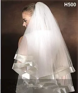 

2014 Veil Two Layers Tulle Ribbon Edge Bridal Veils Accessories