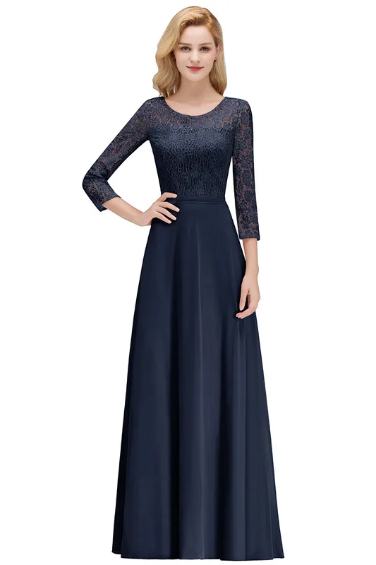 1071 navy blue Vestido Madrinha Розовые Кружевные Длинные Свадебные Платья Сексуальное Шифоновое Платье Трапециевидной Формы Для Свадебной Вечеринки Robe Demoiselle D'honneur - Цвет: 1071 navy blue