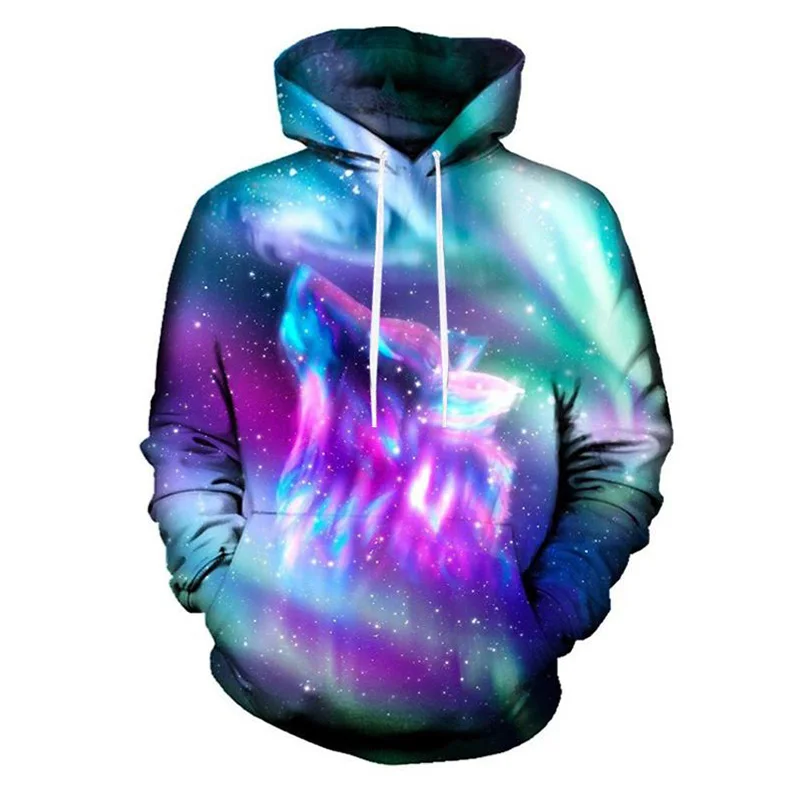 

2018 New Design Men Hoodies 3D Print Galaxy Space Wolf Men's Casual Sweatshirts Hoodies Hip Hop Sportwear Tracksuits Unisex Tops