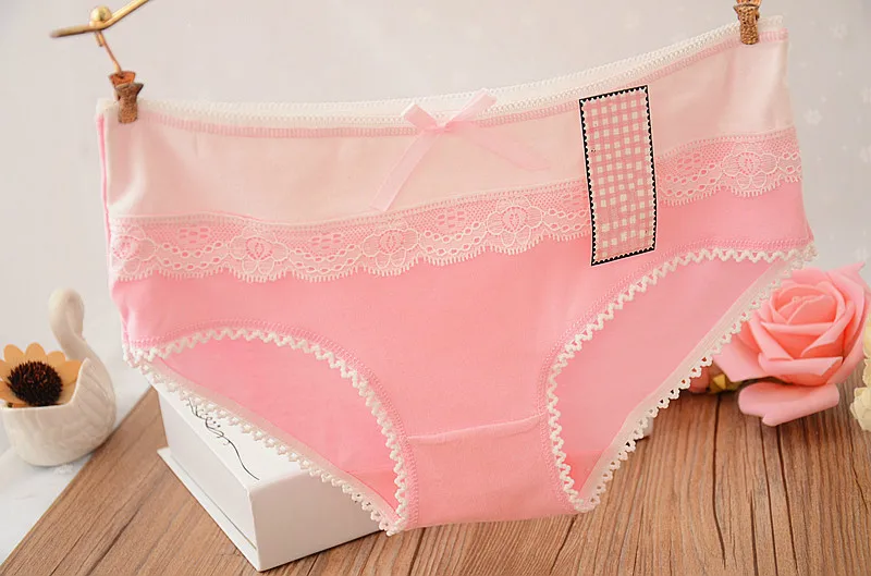 5pcs/lot 2017 Autumn New 2086 Pink Girl Underwear Lace Edge Cotton Bow Cute Women's Underwear Kids Panties 12-26years Female