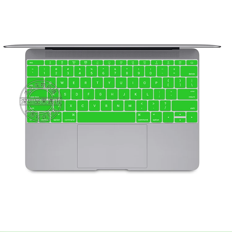 Нам макет английский красочные мягкие силиконовые защиты стикер клавиатуры кожи для 1" Mac Macbook/Macbook12 - Цвет: green