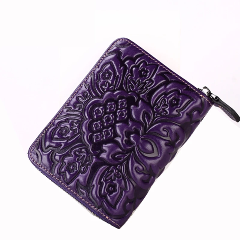 

Chinese style Genuine Leather Women Wallet Luxury Brand Coin Purse Card holder Mini zipper Wallet female Wallets purse money bag