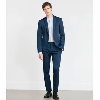 

Casual Summer Style 2pieces(Jacket+ Pants+Tie) Tuxedos Blue Best Men Suits Latest Design Slim Fit Groom Prom Blazer