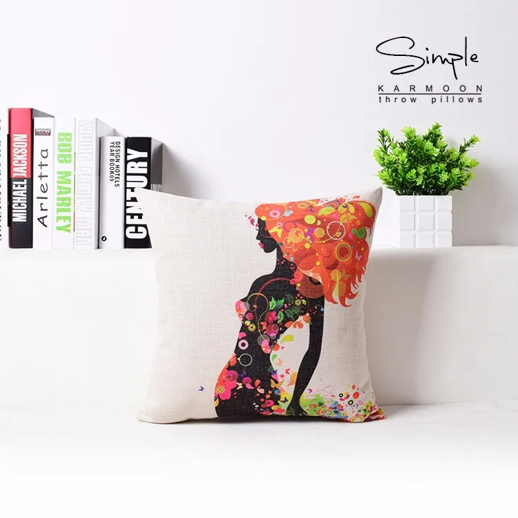 Японская креативная индивидуальная свежая подушка для девочек, Цветочная Подушка, льняная наволочка, домашние декоративные подушки