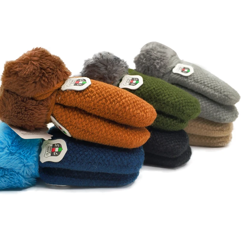 

New Arrival Baby Boys Girls Knitted Gloves Winter Toddler Kids Children Thicken Wool Warm Full Finger Mittens Gloves with Rope