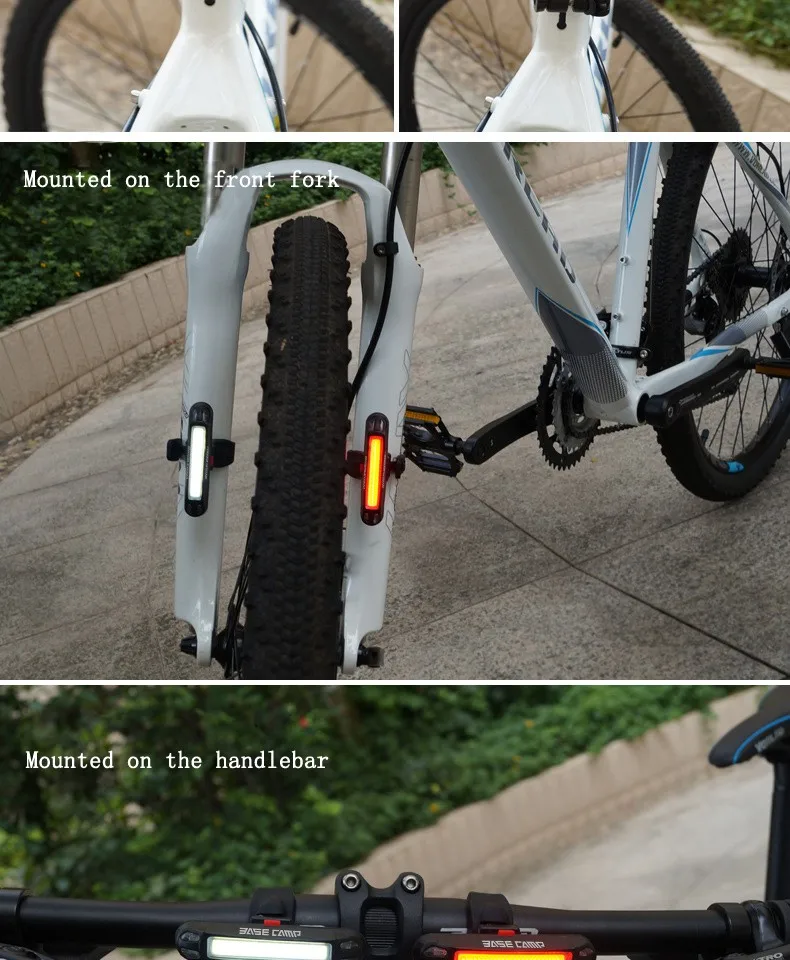 Discount BaseCamp Cycling Taillight Bright Front Lights USB Rechargeable Mountain Bike Lights Bicycle Accessories Warning Light White Red 9