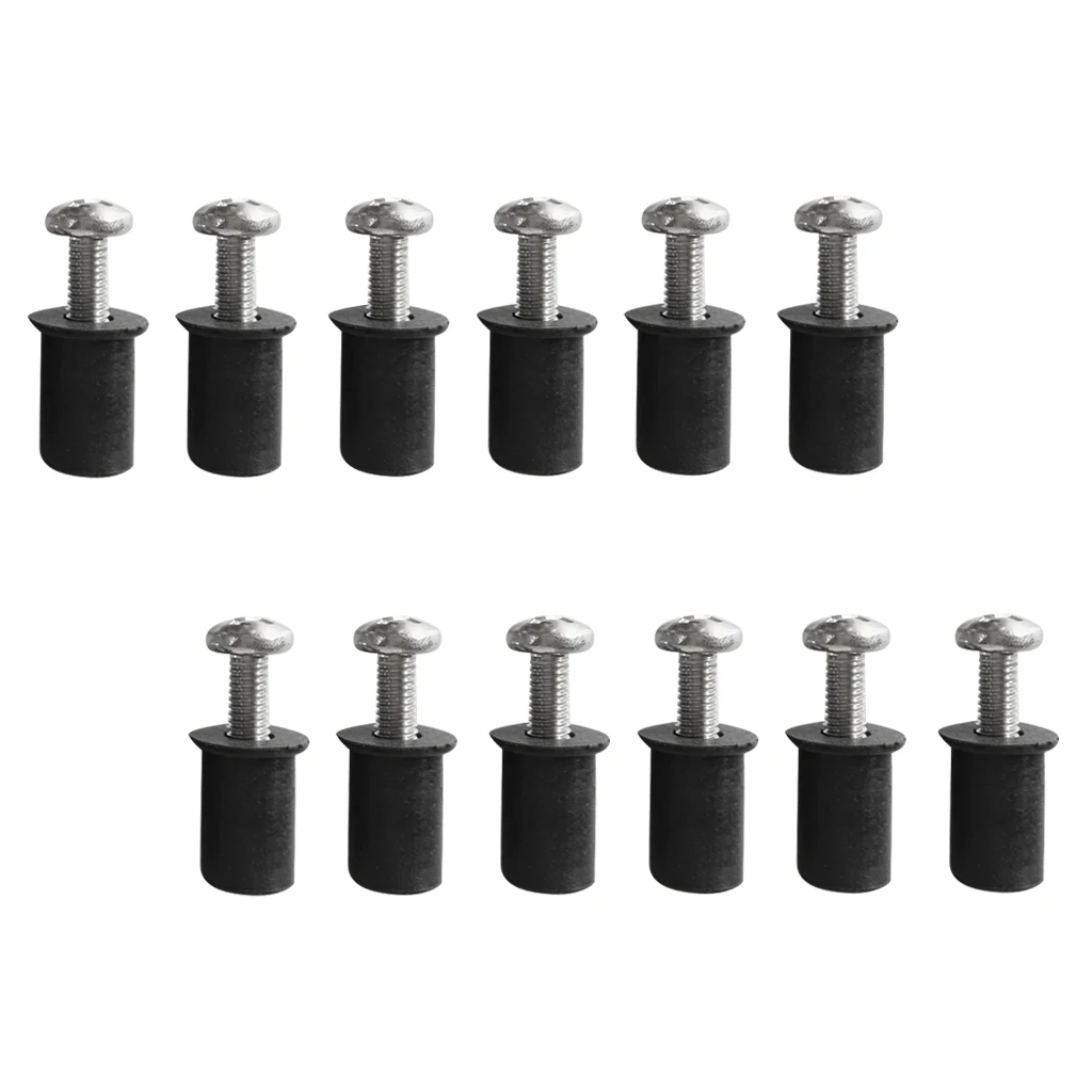 Durable 12 Pcs Marine M4/5/6 Rubber Well Nuts Kit Stainless Steel Screws for Kayak Canoe Inflatable Fishing Boat Dinghy Access