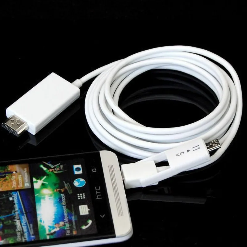 

White Color Cable 3M Long Length 10FT 5 Pin & 11 Pin Micro USB MHL to HDMI 1080P HDTV Cable for Android Phone TV Devices