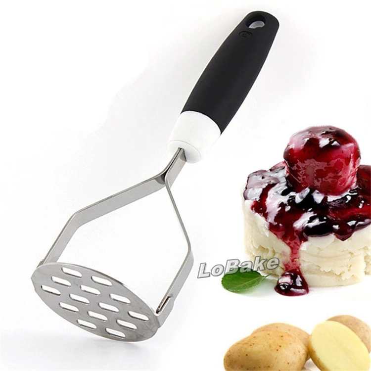 Stainless steel potato press masher silicone anti skidding handle
