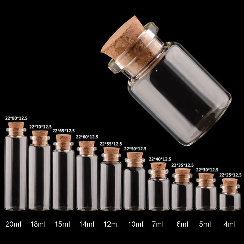 

Diameter 22MM Corked Glass Vial Clear Empty Glass Bottle With Wooden Cork Stopper Vials DIY Wishing Mini Glass Bottles