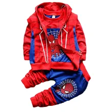 BOTEZAI/комплект одежды для маленьких мальчиков и девочек с рисунком Человека-паука; осенний детский спортивный костюм; Одежда для мальчиков; комплект из 3 предметов; Одежда для младенцев