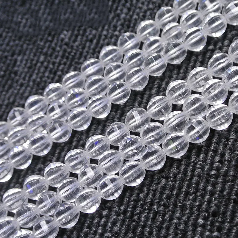 

6mm 8mm 10mm Natural White Clear Quartzs Stone Beads Round Faceted DIY Loose Beads For Jewelry Making beads Accessories 15''