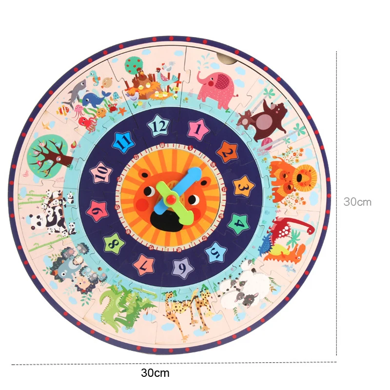 Деревянная головоломка для детей игрушки когнитивные цифровые часы мультфильм часы с изображениями животных головоломки игрушки Дети монтесори образование игрушки подарок на день рождения
