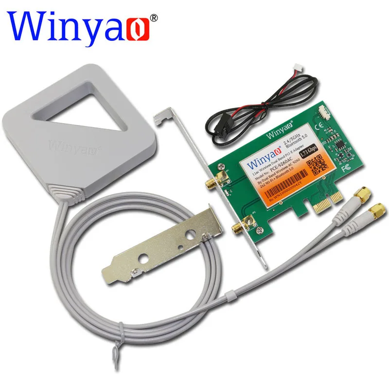 Winyao PCE 9260AC Настольный двухдиапазонный PCI Express X1 WiFi адаптер 9260NGW 1 73 Гбит/с