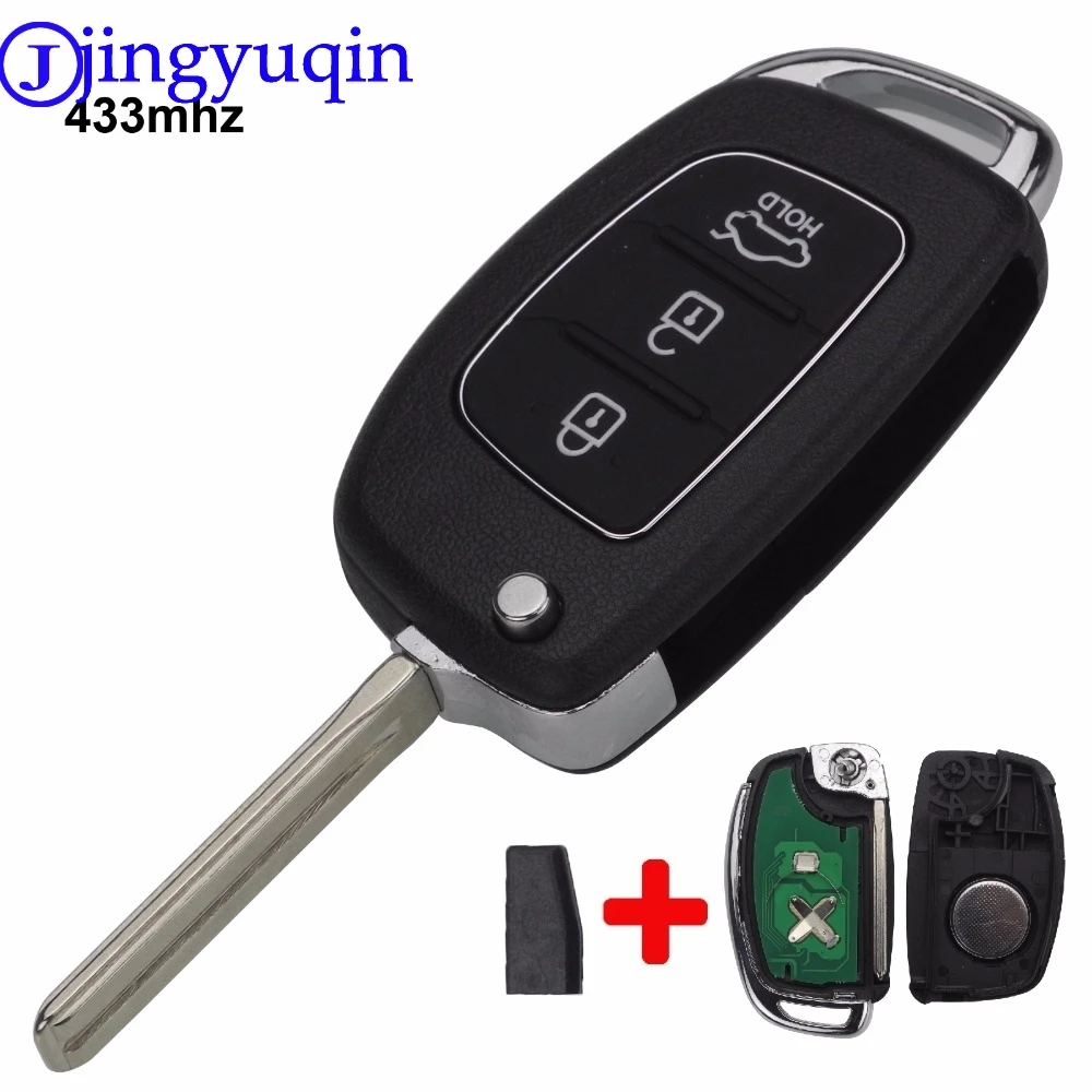 

jingyuqin Remote 3 Buttons FSK 433Mhz ID46 Chip TOY40 Car Key Shell For Hyundai New IX35 IX25 IX45 Elantra Santa Fe With Logo