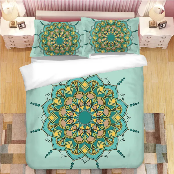 3D Mandala Beddengoed Set Wit groen Dekbedovertrek Met Kussenslopen Bloem  twin koningin koning Beddengoed Bohemian 3 Stuk Spreien|Beddengoed sets| -  AliExpress