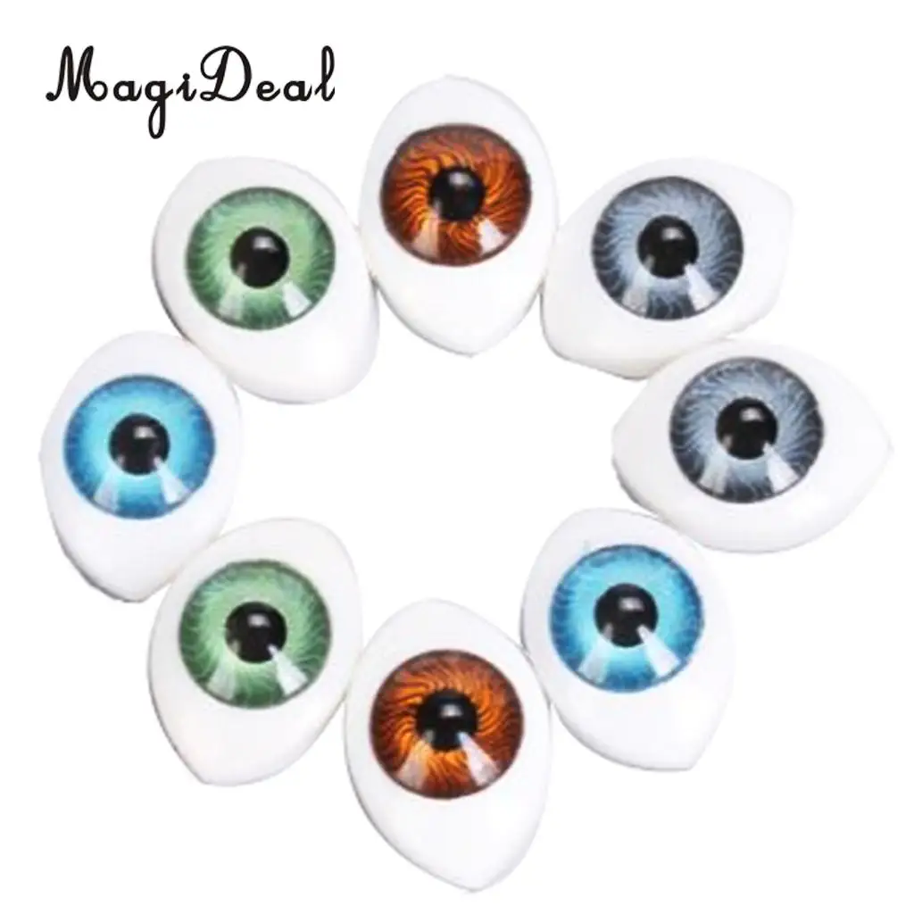 MagiDeal Plastic 4 Color 8Pcs Oval Hollow Back Plastic Eyes for Doll Mask Animal Puppets DIY Craft Toys 5mm
