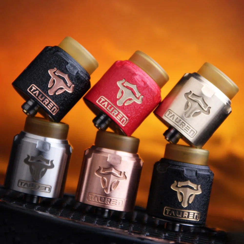 Online Original THC Tauren RDA Rebuildable Drip Atomizer 24mm Diameter with 28 Micro Air Holes on Two Sides Fit for THC Tauren Mech MOD