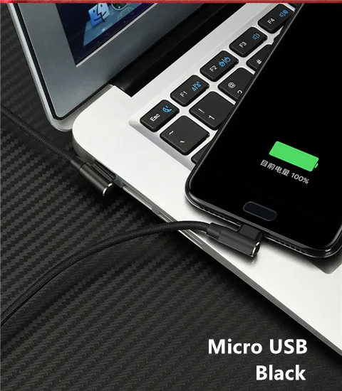 L-линия 90 градусов локоть 8 pin USB кабель для iPhone Xs Max 8 7 6 5S Micro USB кабель для передачи данных Быстрая зарядка для samsung Xiaomi huawei - Цвет: Black micro usb