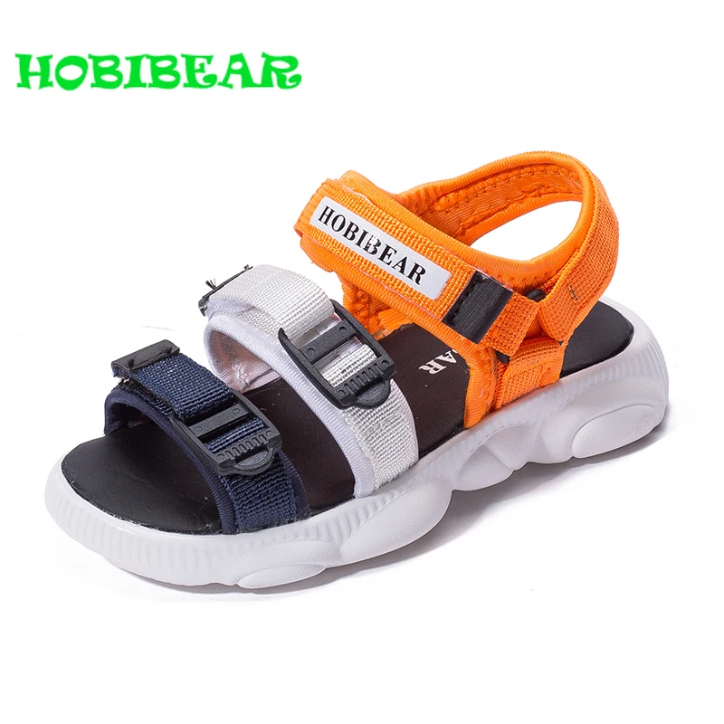 

2019 New Boys Girls Sandals Summer Kid Shoes Hook & Loop Children Sandal Black Kids Beach Shoe Cotton Fabric Baby Boy Sandals